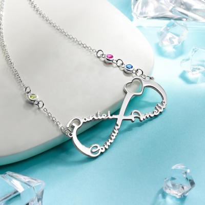 China FASHIONABLE Pure Silver Love Heart Necklace Custom 3 Color Stone 3 Color Necklace 925 Birthstone Pendant Necklace for sale