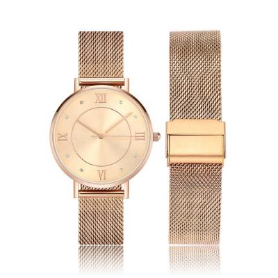 China Water Resistant Rose Gold Mesh Stainless Steel Hand Watch Clock Bracelet Watch For Ladies for sale