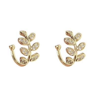 China FASHIONABLE Adjustable Ear Clip Female Exquisite Zircon Rhinestone Leaf Ear Bone Cuts Earrings for sale