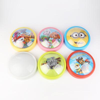 China Modern Cartoon Image LED Push Click Round Shape Light Battery Plastic Touch Night Light for sale