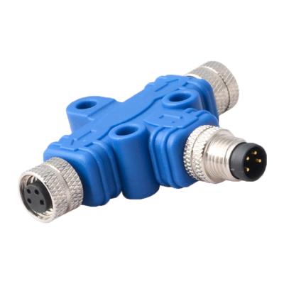 China Power /Signal M8 Circular Connector T Splitter Male To Dual Female IP67 IP68 for sale