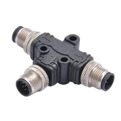 China 4 Way M12 Automotive Sensor Connector 5 Poles 5 Pin 4 Way Sensor AC DC Male Female Adapter for sale