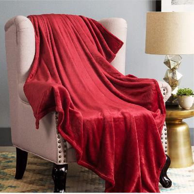 China Wholesale Anti Dust Mite Stock Solid Soft Flannel Blanket for sale