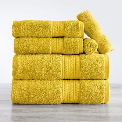 China Eco-friendly towels safe for kids bathroom. Solid Color Retail Woven Absorbent Towels 6pcs Set for sale