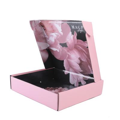 China Recycled Materials Glossy Pink Packing Mailing Corrugated Kraft Cardboard Packing Mailing Boxes for sale