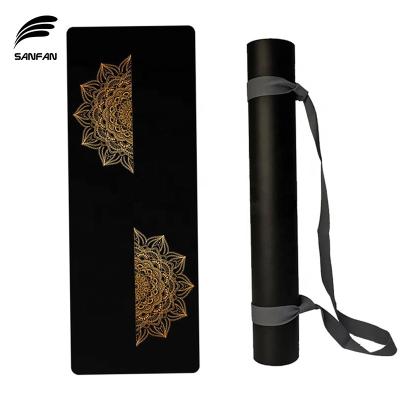 China SANFAN Non Slip Wholesale Organic Anti Slip Fitness Printed 4.5mm Natural Rubber PU Yoga Mat Custom Logo Pattern for sale