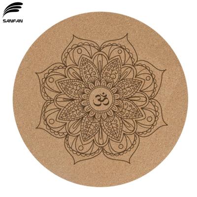 China Factory Non Slip Custom Printed Natural Cork Rubber Round Meditation Printed Yoga Mat for sale