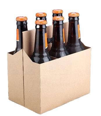 China Recycled Materials 6 Bottle Holder Kraft Cardboard 12 oz. Beer or soda bottle carrier for safe and easy transport, 6-pack carrier for sale