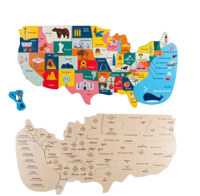 China Toy Professor Poplar Fifty-Nifty States United States of America Cartoon Jigsaw Puzzles Paper Board, USA Map Puzzle with for sale