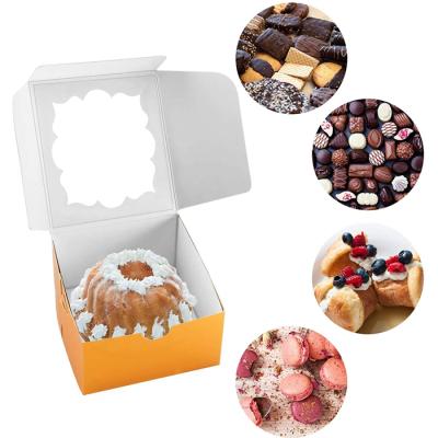 China Recycled Materials Bakery Boxes Window Pastry Boxes Cake-Dessert Paper Package For Cookie Containers Paper Boxes For Gift Giving 4x4x2.5 Inches for sale