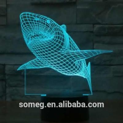 China Decoration Night Light 3D Lamp Shark 3D Lights Kids Night Light Visual Led Night Lights Illusion Mood Lamp for sale