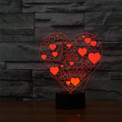 China Multi Shaped Holiday 3D LED Lamp Love Heart Shape Colorful Romantic Holiday Night Light (