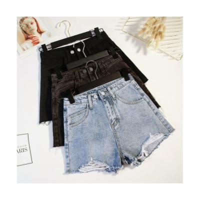 China Plus Size Fashion Women Ladies Ripped Edge Fringe Jeans Stretch Skinny Shorts Mini Pants for sale