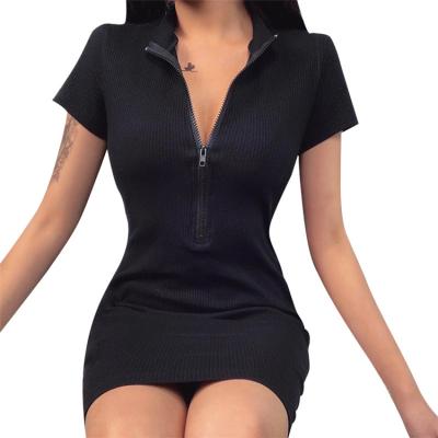 China Anti-Static Women's Fashion Cold Dress Summer Cotton Clothes Knit Mini Bodycon Ladies Dress for sale