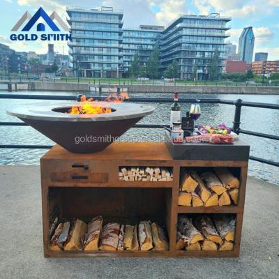 China Customized Stored Rust Resistant Steel Fireplace Table Top Fire Pit for sale