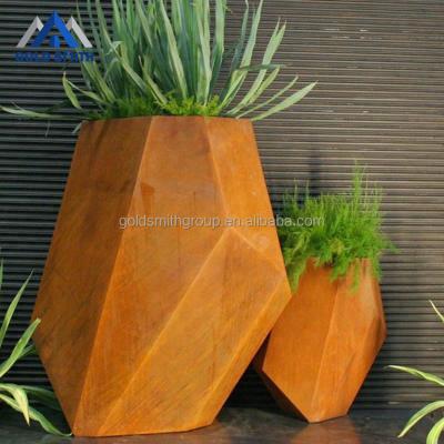 China American Style Heavy Duty Outdoor Decoration Rectangle Rust Weather Style Planter Garden Steel Planter for sale