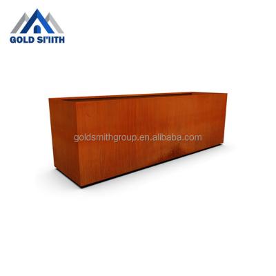 China New American Style Design Rust Color Welding Stand Outside Steel Flower Pots for sale