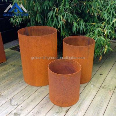 China American Style Corten Steel Backyard Flower Planter Welded Rectangle Square Flower Pots for sale