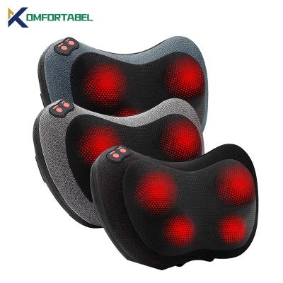 China MP03F 3D Enhanced Swing Point Shiatsu Neck Relaxer Stretcher Rechargeable Cervical Waist Traction In Car Massage Pillow 4 Rolls for sale