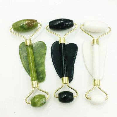 China Custom Terahertz Guasha Piedra Jade Roller And Body Gua Sha Massager 3D Skin Tool F04 Face Gua Sha Board Natural Facial Tool Kit for sale