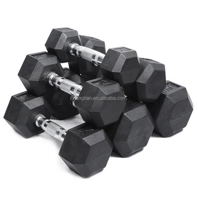 China Hex Dumbell / Universal Rubber Gym Weight Equipment Fitness Dumbell Rubber Dumbell for sale