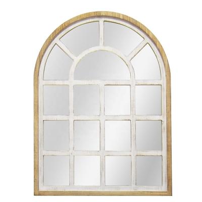 China Wholesale Vintage Minimalist 60x80cm Embry Distressed Window Hallway Beige Chic Wholesale Shape Wall Mounted Make Up Wall Hanging Mirror for sale