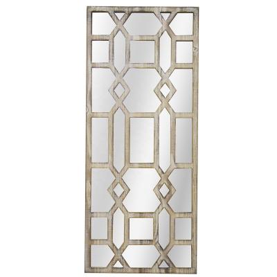 China Art Decor 3D Cut Wooden White Wash Rectangle Handmade Silver 4mm Wall Mirror for sale