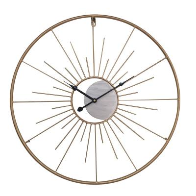 China Europe Metal Home Wall Hanging Unique Cheap Golden Clock For Home Living Room for sale