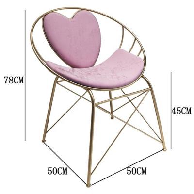 China Foldable European Style Velvet Cushion Gold Frame Heart Sharpe Pink Dining Room Living Room for sale