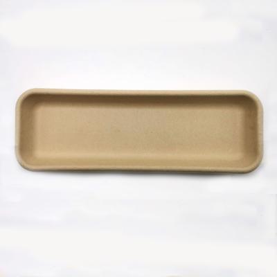 China Wholesale Price Pulp Rectangle Fast Food Tray Sushi Tray Traditional Waterproof Disposable Bamboo Food Dish for sale