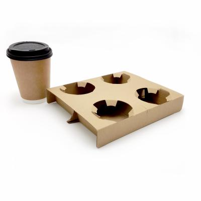 China Wholesale Customized Foldable Takeaway Cup Holder Tray To Go Holder Coffee Cup Holder Wrapping Paper Cup Carrier 4 for sale