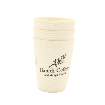 China 12oz Biodegradable Stocked Eco Friendly Disposable Customized Design Paper Cups Wall Ripple Disposable Printed Paper Coffee Cups Doubles for sale