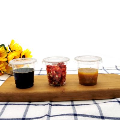 China Environmental Friendly And Biodegradable Disposable Transparent PLA Sauce Plastic Cup for sale