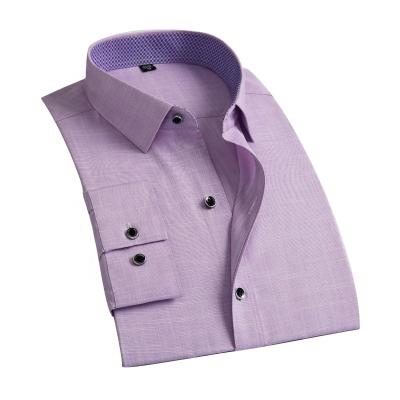 China Custom made 100% cotton anti-pilling French cuffs 2021 spring men's dress shirts tall men's shirt for sale