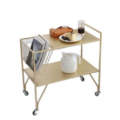 China New Design 2021 Sustainable Kitchen Bathroom Flodable Storage Rack With Handcart for sale