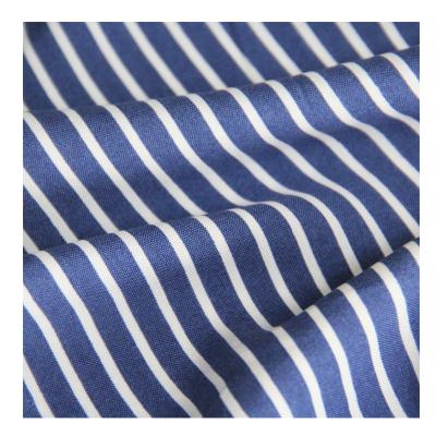 China Breathable Wholesale Custom Woven Plain Blue White Stripe Printed 100% Rayon Fabric For Garment for sale