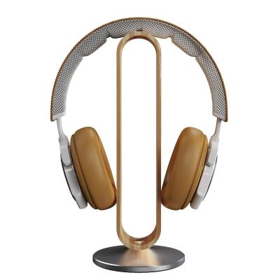 China Boneruy New Design Lightweight And Sturdy Universal Bamboo Free Standing Gaming Headset Earphone Stand Aluminum Bracket for sale