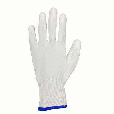 China White CE Anti-Slip PU Coated Polyester PU Safety Gardening Working Gloves for sale