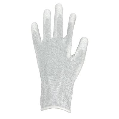 China CE Safety Carbon Fiber Anti-Slip Gray PU Palm Touchable Working Gloves for sale