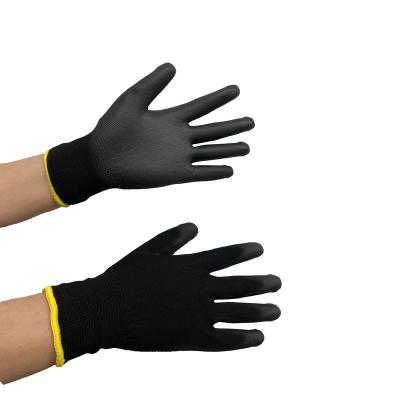 China Industry Factory Direct Selling Black PU Coated Garden Polyester PU Safety Working Gloves for sale