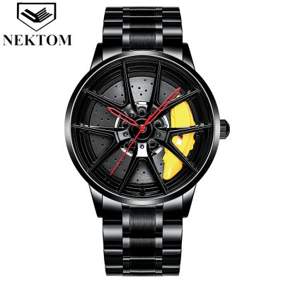 China New design men's day/date NEKTOM watch car wheel wristwatch hot selling drop shipping custom logo watch for sale