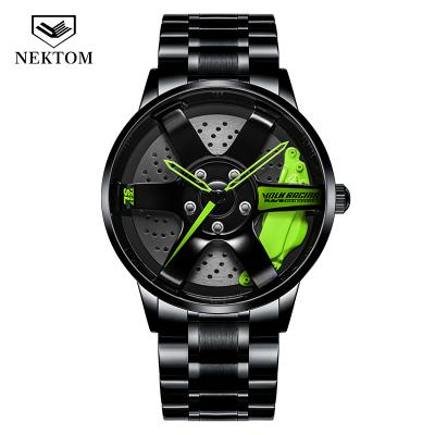 China Luxury Rim Wheel Steering TE-37Men car watch 3D hombre relojes stainless steel day/date car wheel watch for sale