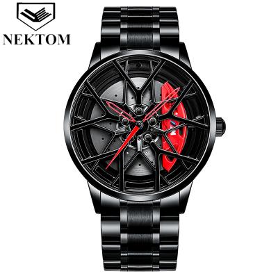 China Wholesale custom brand new car wheel car quartz watch men's sports wrist watch day/date Nektom logo design watch for sale