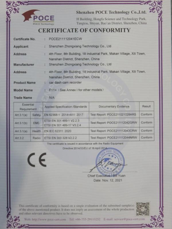 CE - Shenzhen Zhongxiang Technology Co., Ltd.