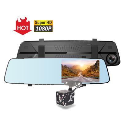 China EGO OEM Waterproof Dual Look Car DVR Mount 4.3inch Lens Rearview Bracket Dash Cam Rear View Mirror for sale