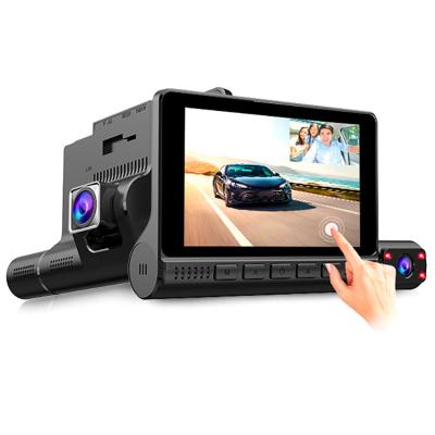 China Waterproof Hots Selling 3 Way 4 Inch Touch Screen Car DVR HD 1080P Triple Three Cameras Dash Cam Three Lens Dash Camera for sale