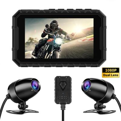 China Full hd 1080p dash cam mobile waterproof recorder waterproof tachograph system dual EGO lens motorcycle dvr rush camera for sale