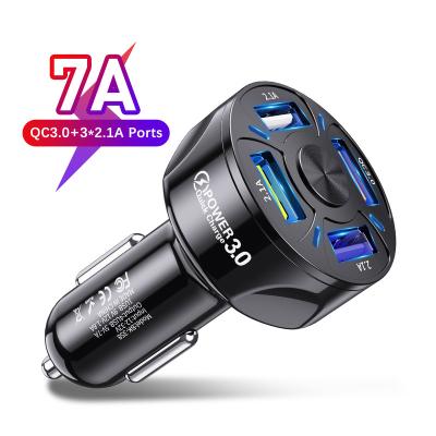 China 7A head usb car cigarette lighter car charger qc3.0 fast charging led light/car phone charger smart EGO QC3.0 4 chip for sale