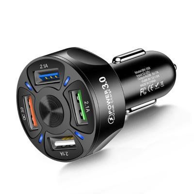 China 38W metal usb eGo 4 chip adapter palladium phone qc3.0 usb car fast charger LED light/quick charger 38W high quality smart alloy car left auto high quality car 'aluminum for sale