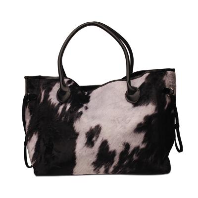 China NATIONAL Black Weekender Cowhide Flannel Shoulder Bag Women Casual Tote Bag DMA71431 for sale